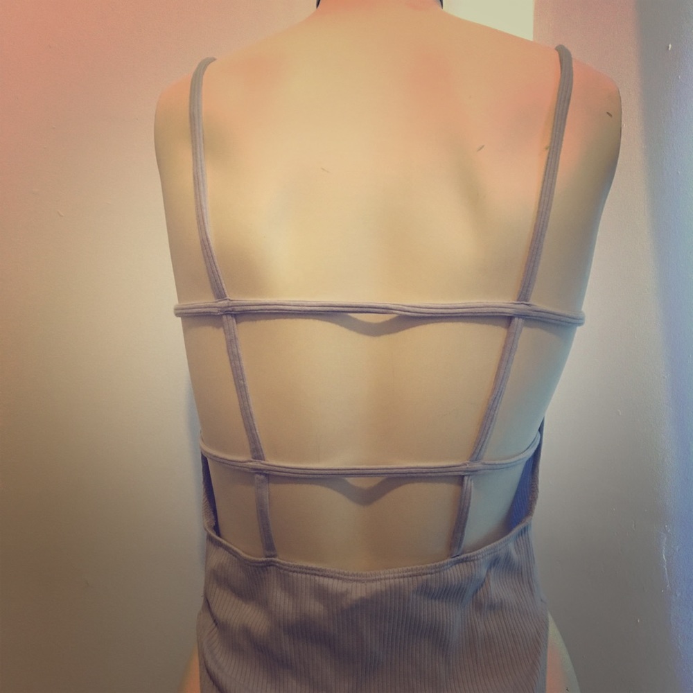 Open back birdcage style lilac bodysuit *NWOT